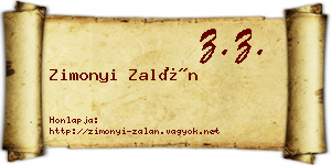 Zimonyi Zalán névjegykártya